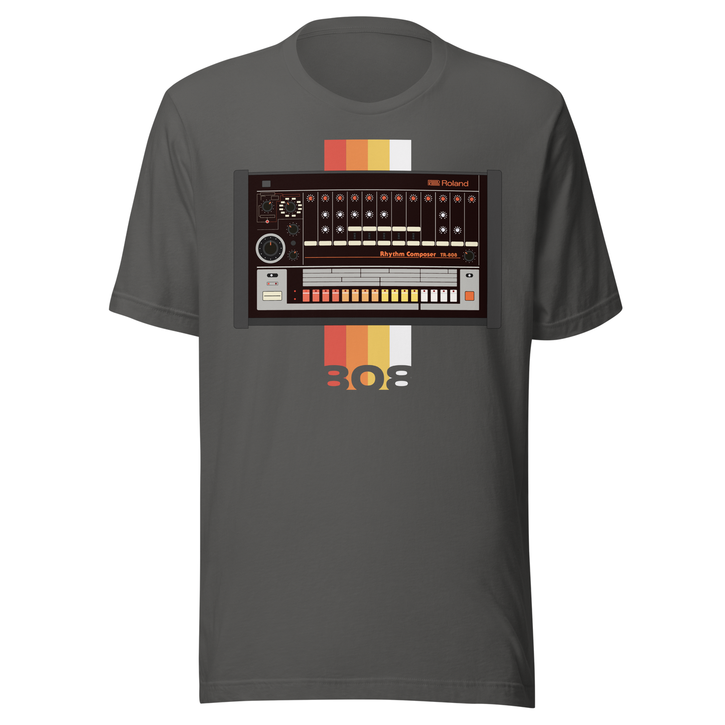 Roland 808 T Shirt asphalt tee with TR-808-inspired drum machine graphic
