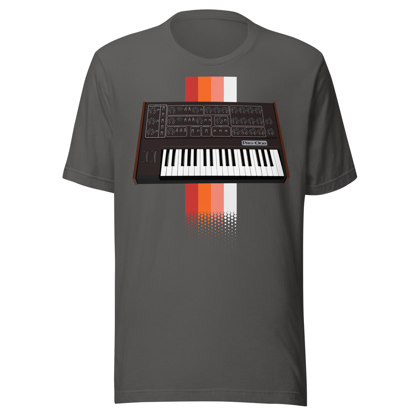 Pro One T Shirt asphalt tee with Sequential Circuits Pro-One-inspired synth graphic