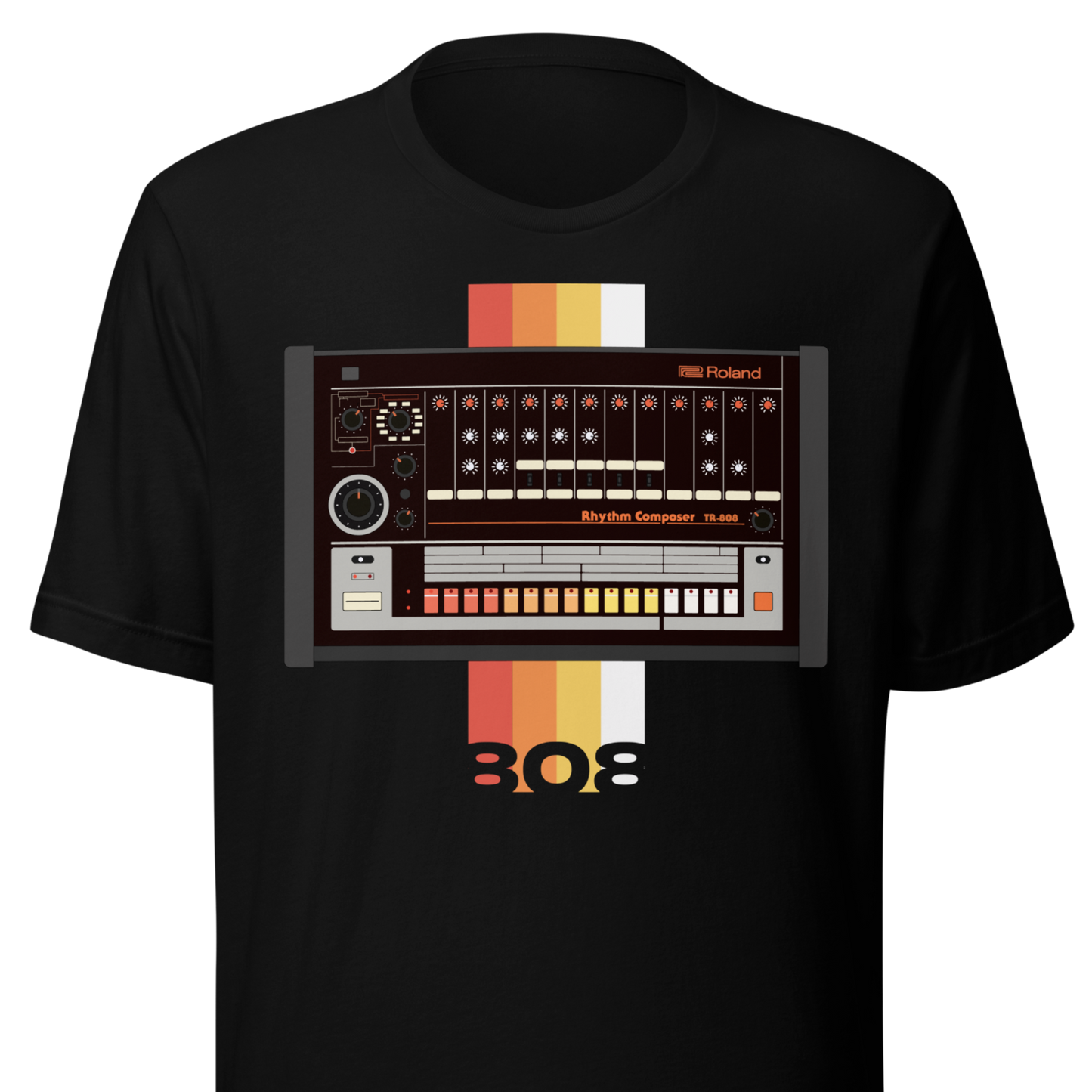Roland 808 T Shirt unisex tee with TR-808-inspired drum machine graphic