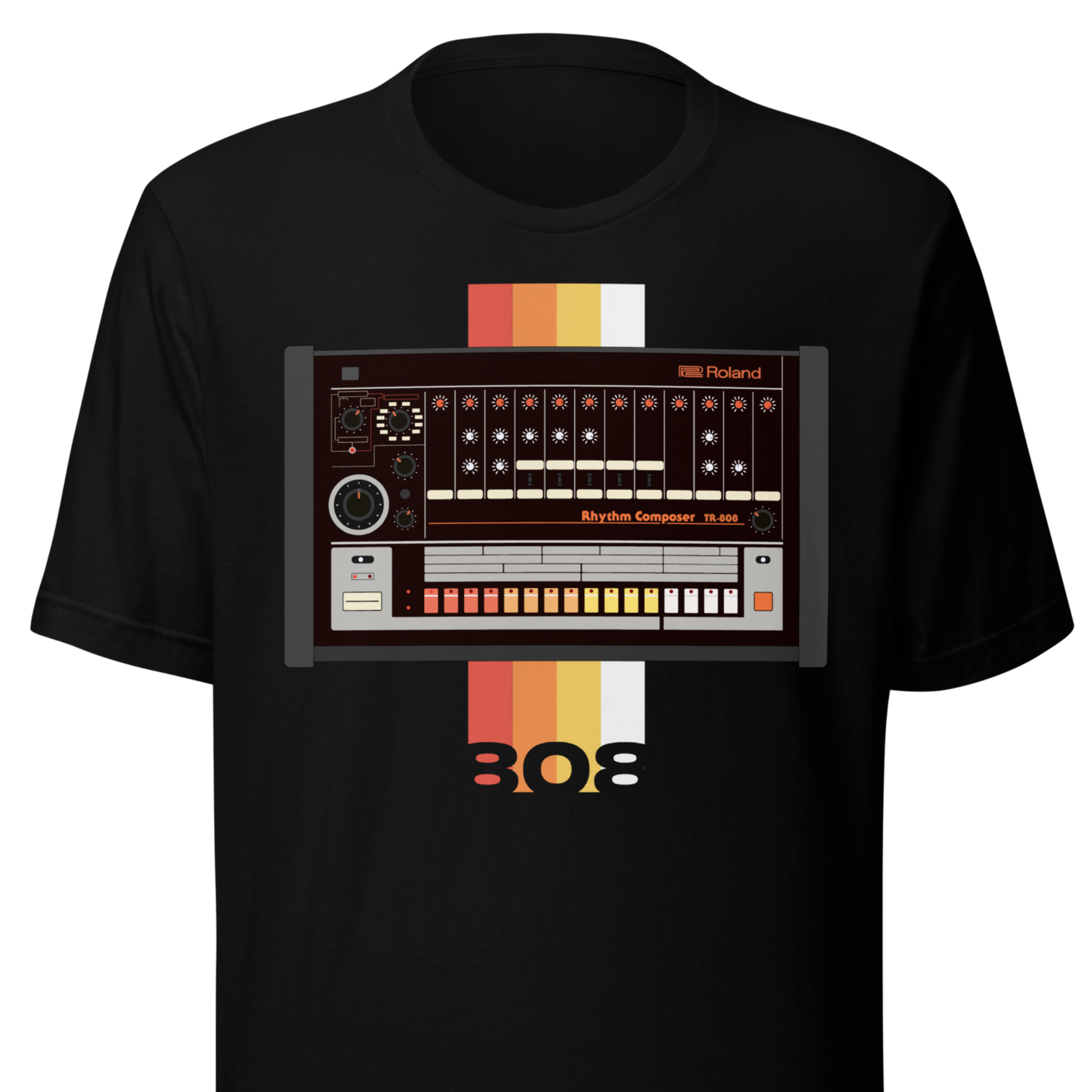 Roland 808 T Shirt unisex tee with TR-808-inspired drum machine graphic