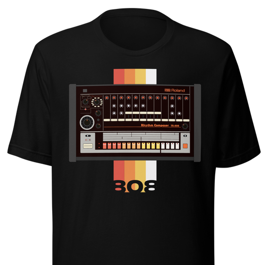 Roland 808 T Shirt unisex tee with TR-808-inspired drum machine graphic