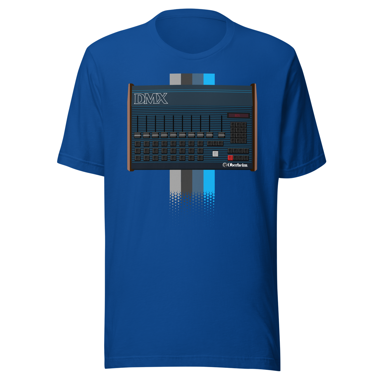 DMX T Shirt true royal tee with Oberheim DMX-inspired drum machine graphic