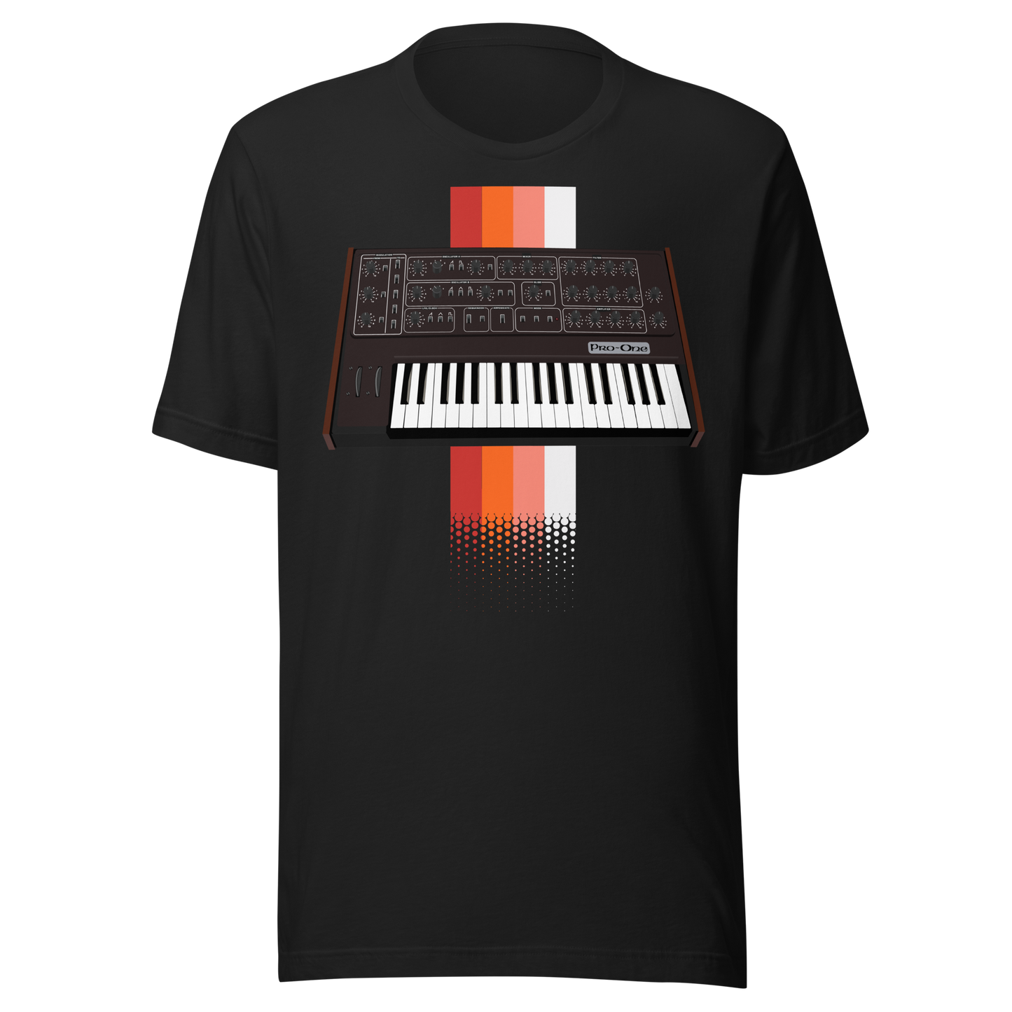 Pro One T Shirt vintage black tee with Sequential Circuits Pro-One-inspired synth graphic